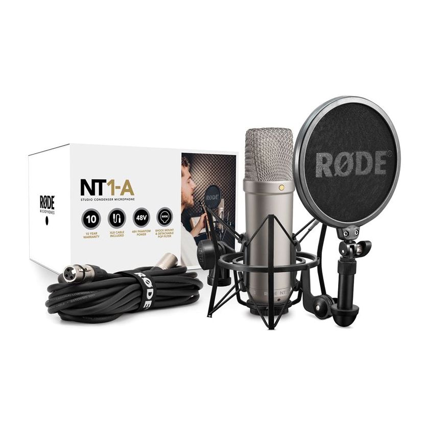 Rode NT1-A Large-Diaphragm Cardioid Condenser Microphone with Shockmount & Pop Filter