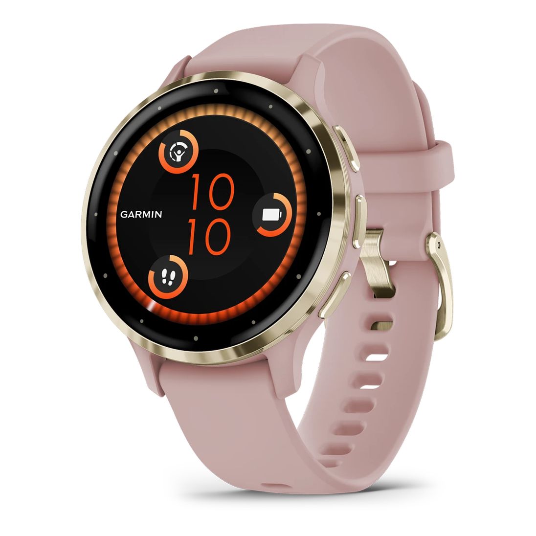 Garmin Venu 3S Fitness Smartwatch - Soft Gold Stainless Steel Bezel With Dust Rose Case And Silicone Band