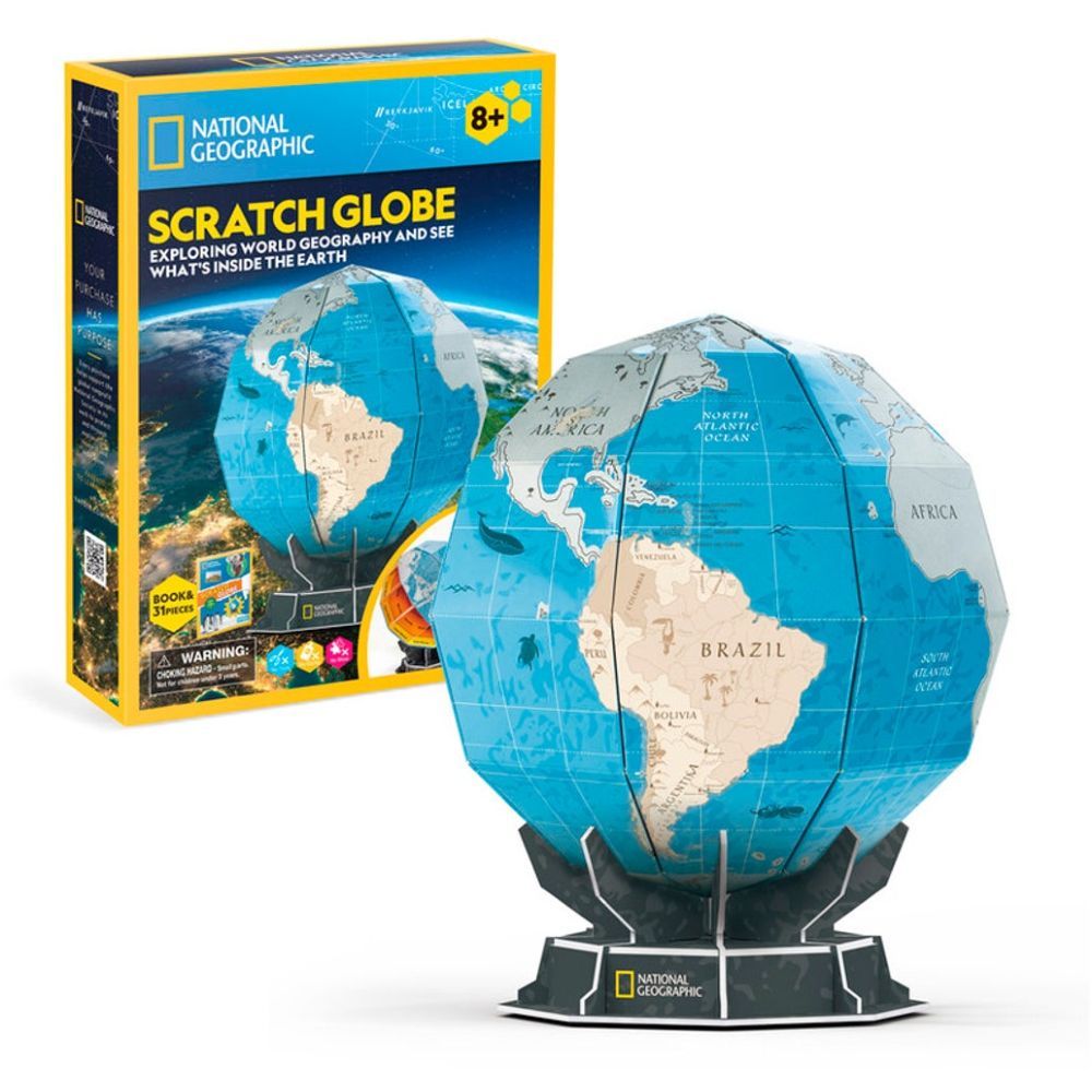 Cubic Fun National Geographic Scratch Globe 31-Piece LED 3D Puzzle