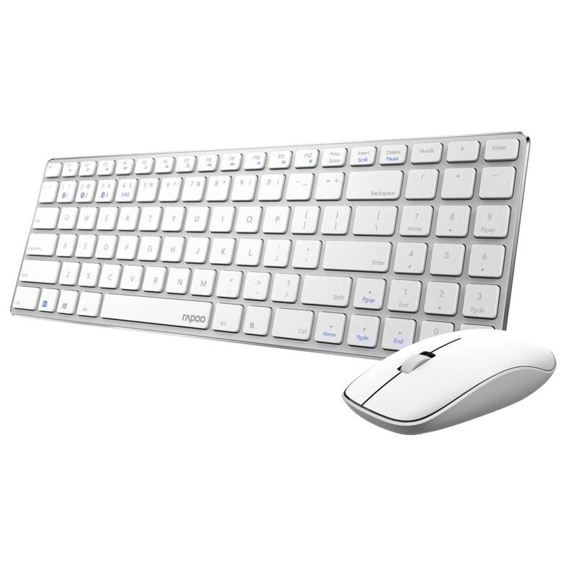 Rapoo 9300M Combo White Multimode Ultra-Slim Keayboard/Mouse Arabic