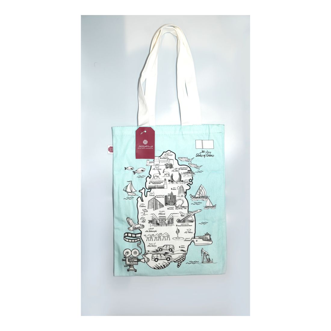 Qatar Media Corp Canvas Map Colored Tote Bag