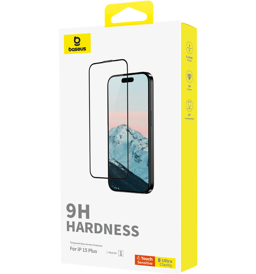 Baseus Diamond Series Full-Coverage HD Tempered Glass Screen Protector For iPhone 15 Pro Max - Clear