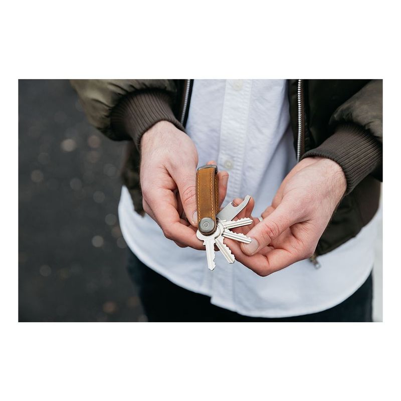 Orbitkey Crazy Horse Leather Chestnut Brown Keychain