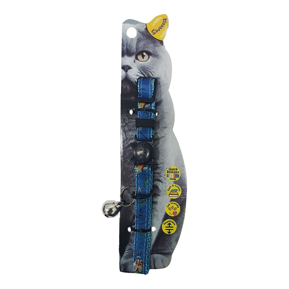 Swooosh Magpie Safe Cat Collar - Blue