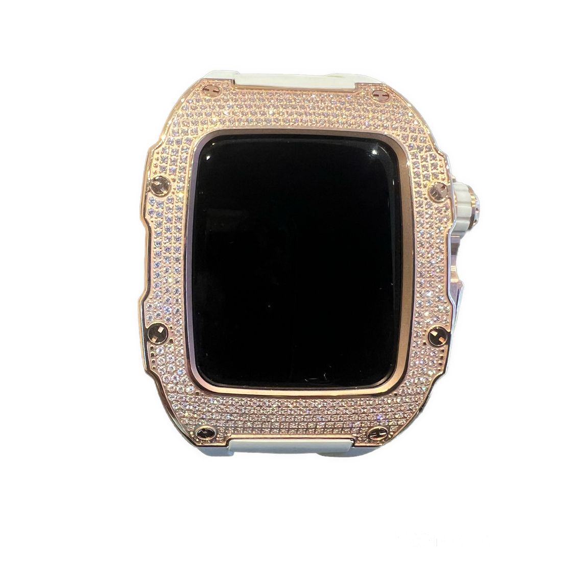 Mansa Design Custom Bling Case For Apple Watch Series 9 - Gold With White Strap