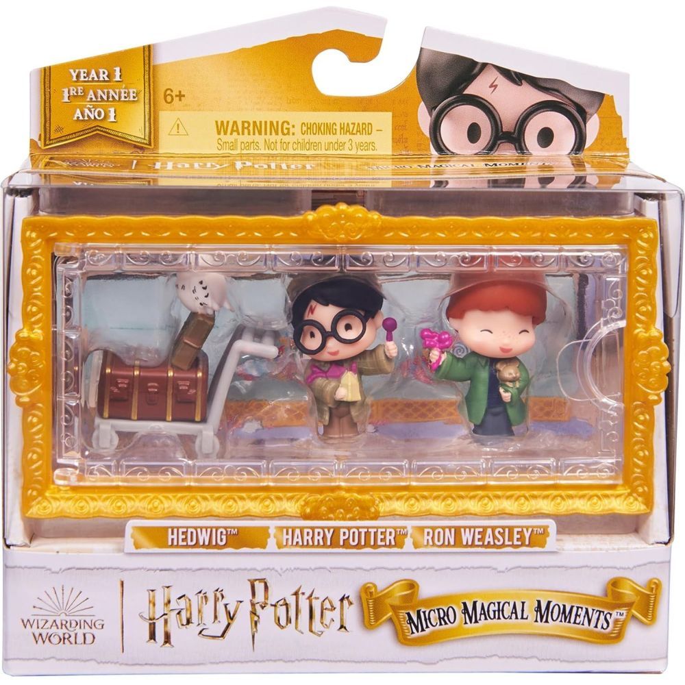 Spin Master Wizarding World Collectible Micro Magical Moments Harry/ Ron And Hedwig With Cart Figures (Pack of 3)