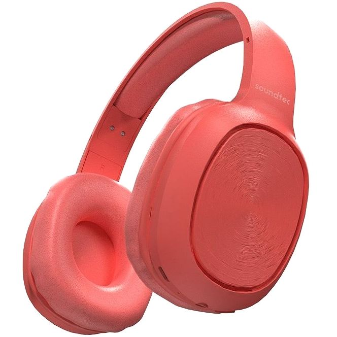 Porodo Soundtec Pure Bass FM Wireless Over-Ear Headphone Red