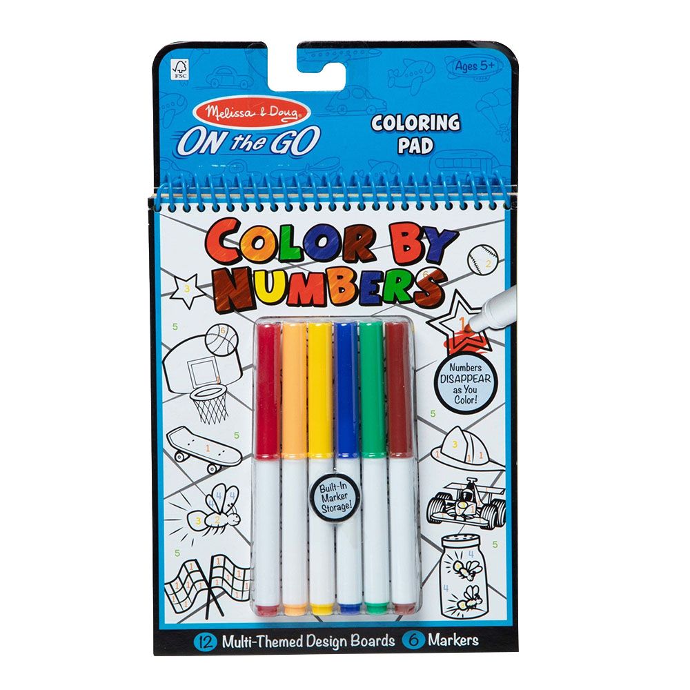 Melissa & Doug On The Go Color By Numbers Coloring Pad - Blue