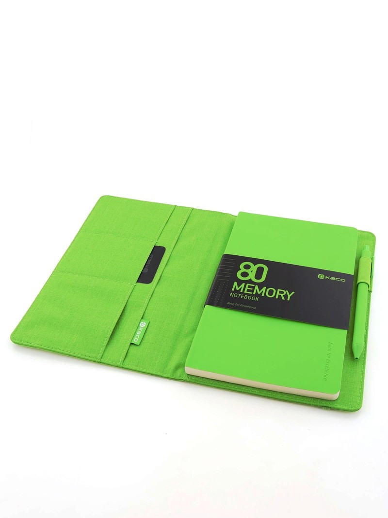 Kaco Memory Light Green A5 Notebook With Folder & Pure Soft Touch Gel Pen (10 Piece)