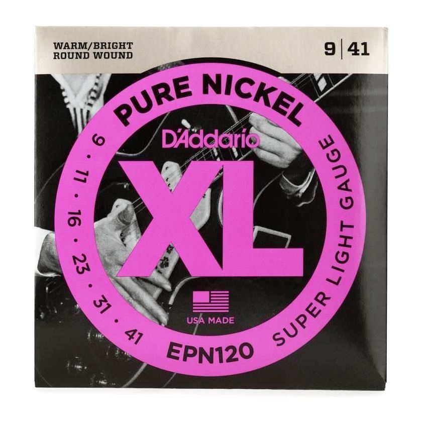 D'Addario Electric Guitar String EPN120 Pure Nickel Super Light 9-41