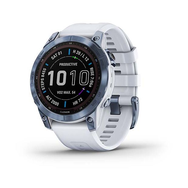 Garmin Fenix 7 Sapphire Solar 47Mm Mineral Blue DLC Titanium with Whitestone Band Smartwatch