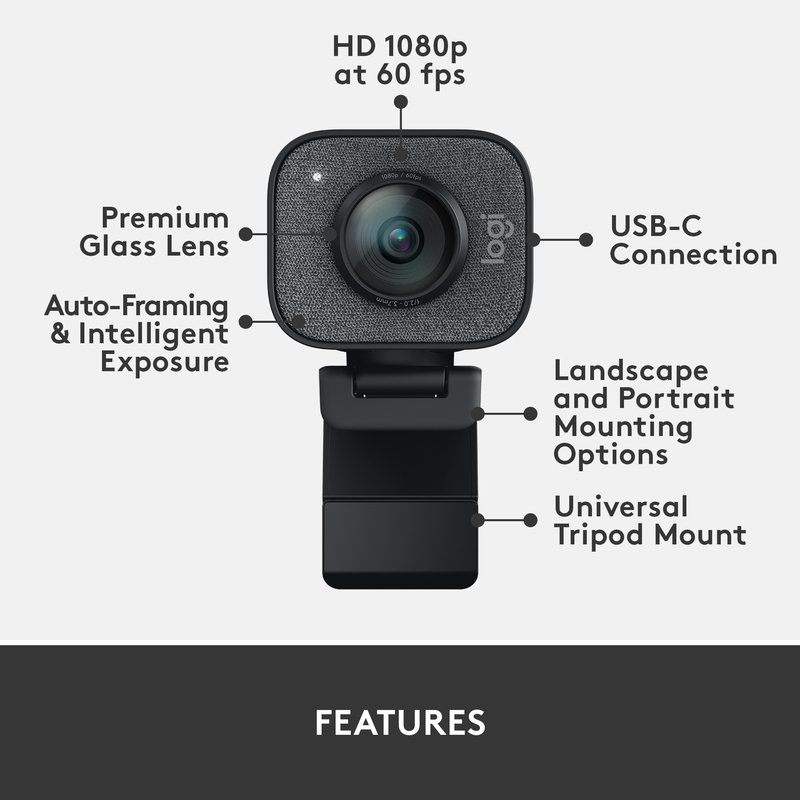 Logitech 960-001281 Streamcam - Full HD 1080p USB Streaming Webcam - Graphite