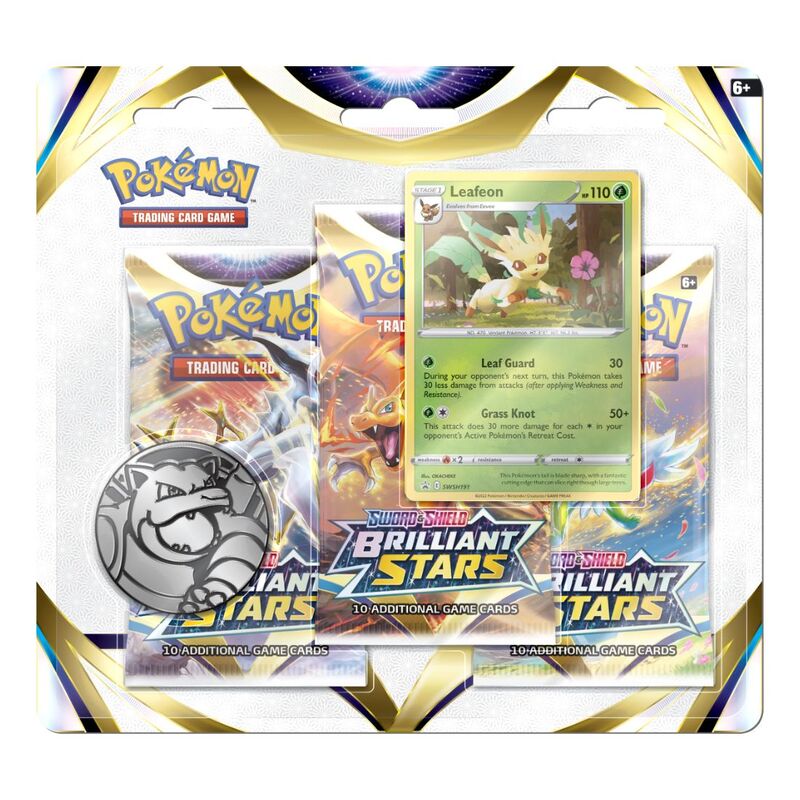 Pokemon TCG Sword & Shield 9 Brilliant Stars 3 Pack Blisters