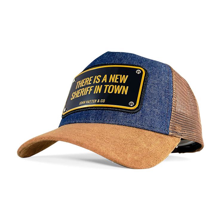 John Hatter & Co New Sheriff In Town Trucker Cap Denim & Brown One Size