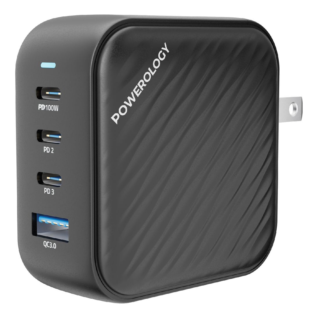 Powerology 100W Triple PD GaN Charger - Black