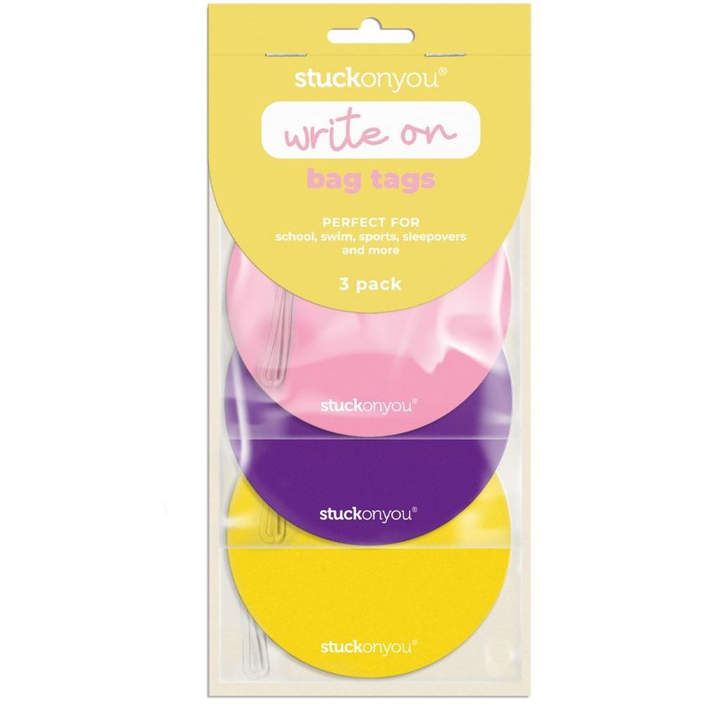 Stuck on You Write on Bag Tags - Bright (3 Pack)