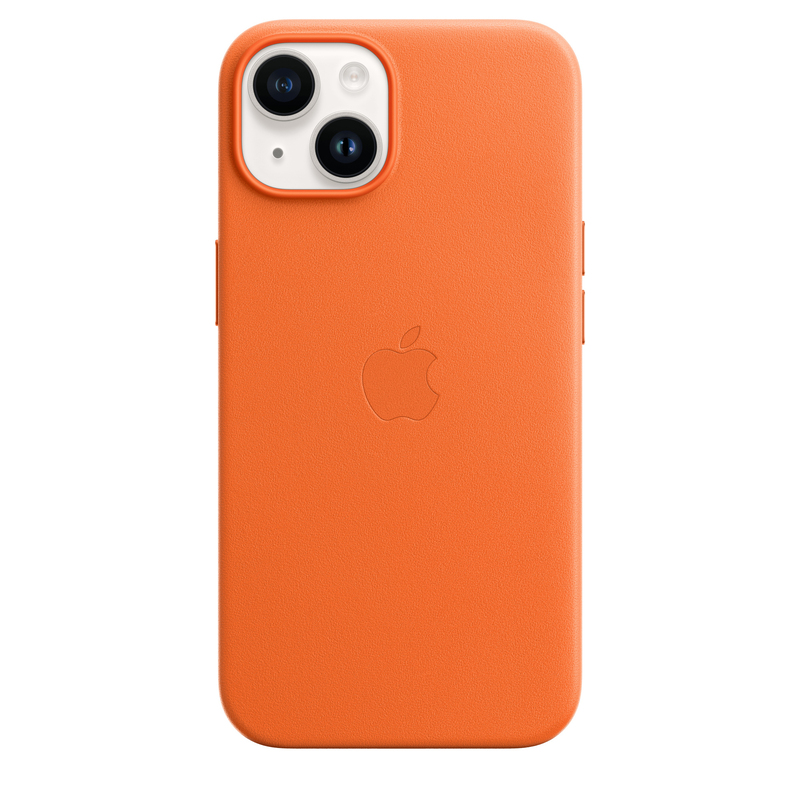 Apple Leather Case with MagSafe for iPhone 14 - Orange