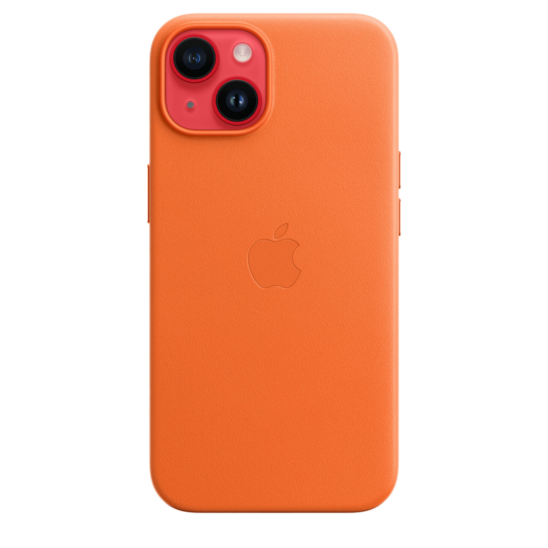 Apple Leather Case with MagSafe for iPhone 14 - Orange