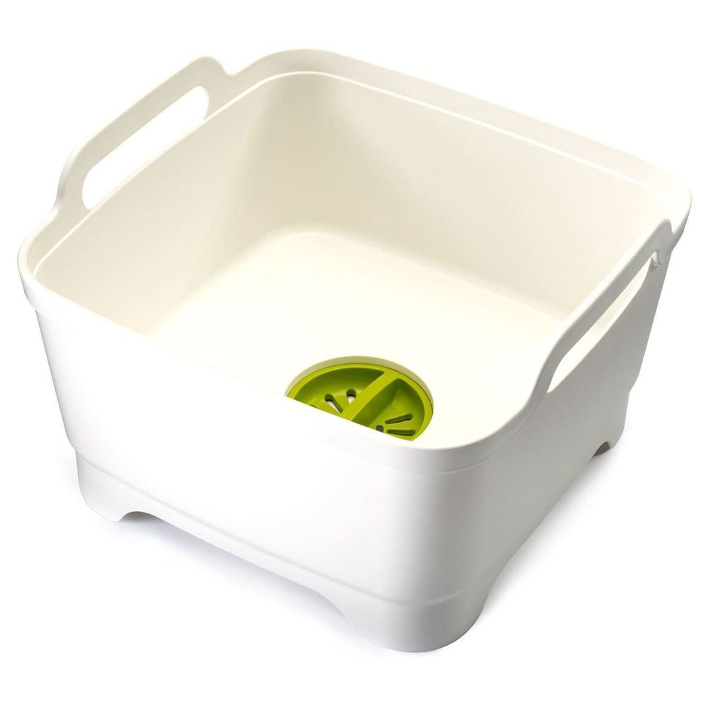 Joseph Joseph Wash & Drain Bowl With Straining Plug - White