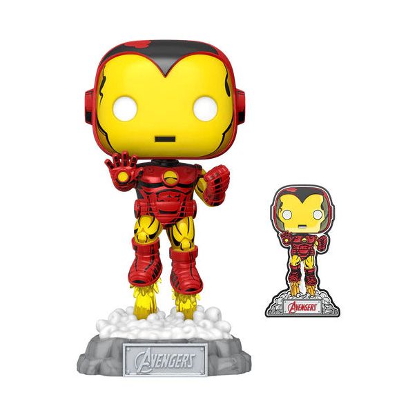 Funko Pop! Marvel A60 Comic Iron Man With Pin 3.75-Inch Vinyl Figure