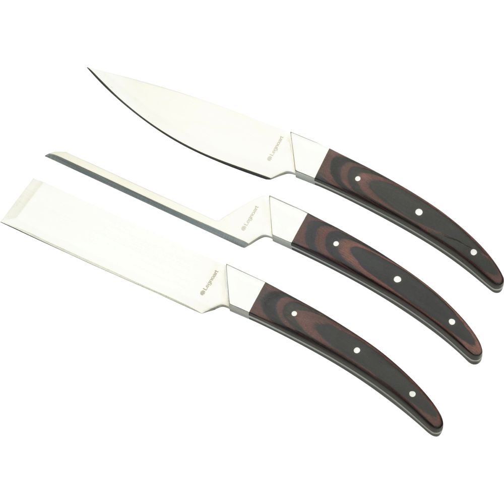 Legnoart Caseus Cheese Knife Set with Dark Wood Handle (3 Knives)