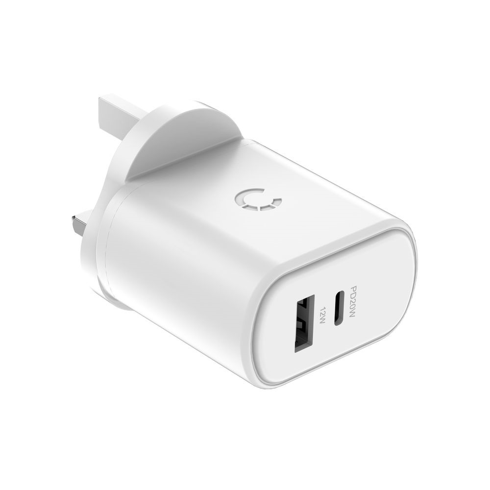 Cygnett 32W USB-C PD Dual Port Wall Charger - White (UK Plug)