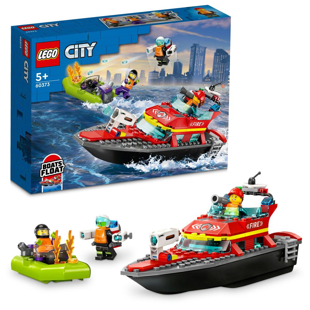 LEGO City Fire Rescue Boat Building Toy Set 60373 (144 Pieces)