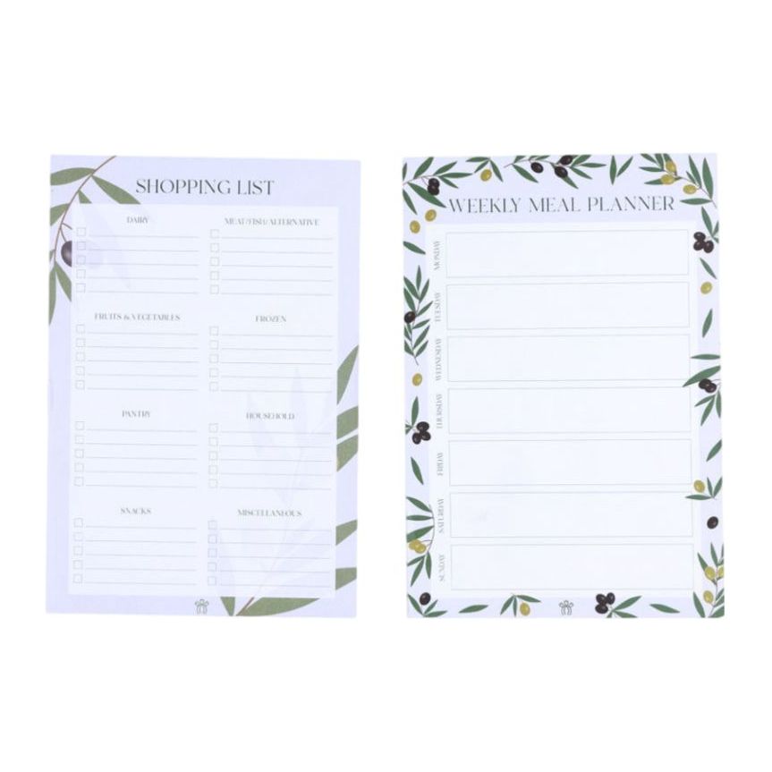 Prickly Pear Olive Magnetic Meal Planner With Shopping List (Set of 2)