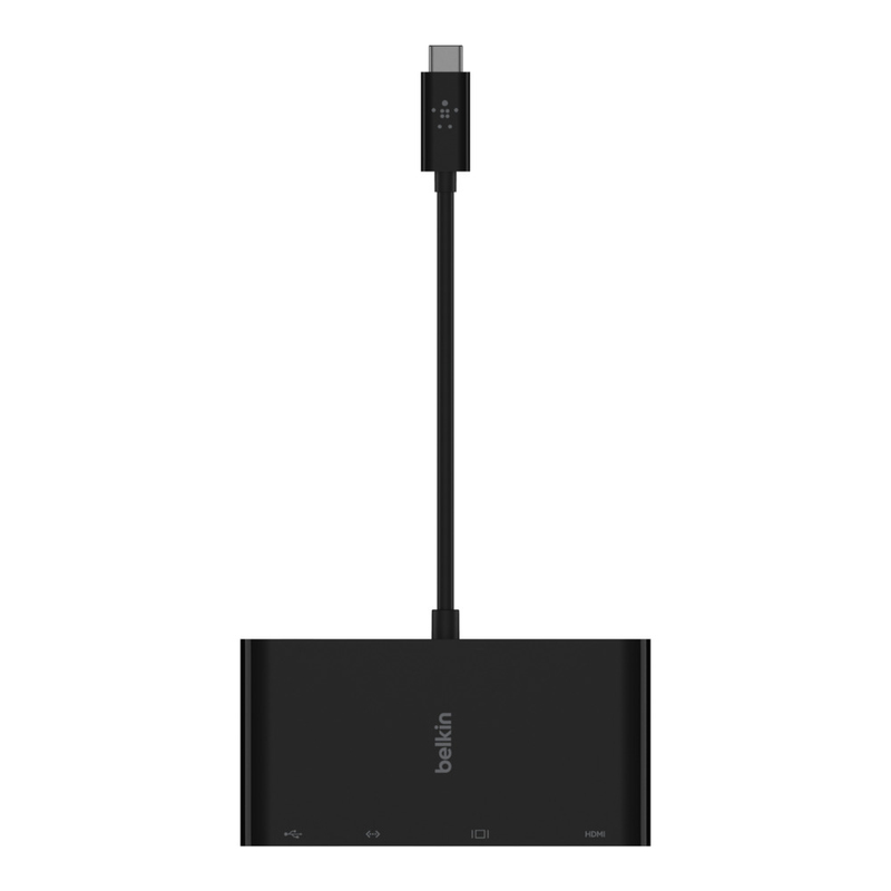 بلكين usb-c إلى جيجابت إيثرنت hdmi vga usb-a محول أسود