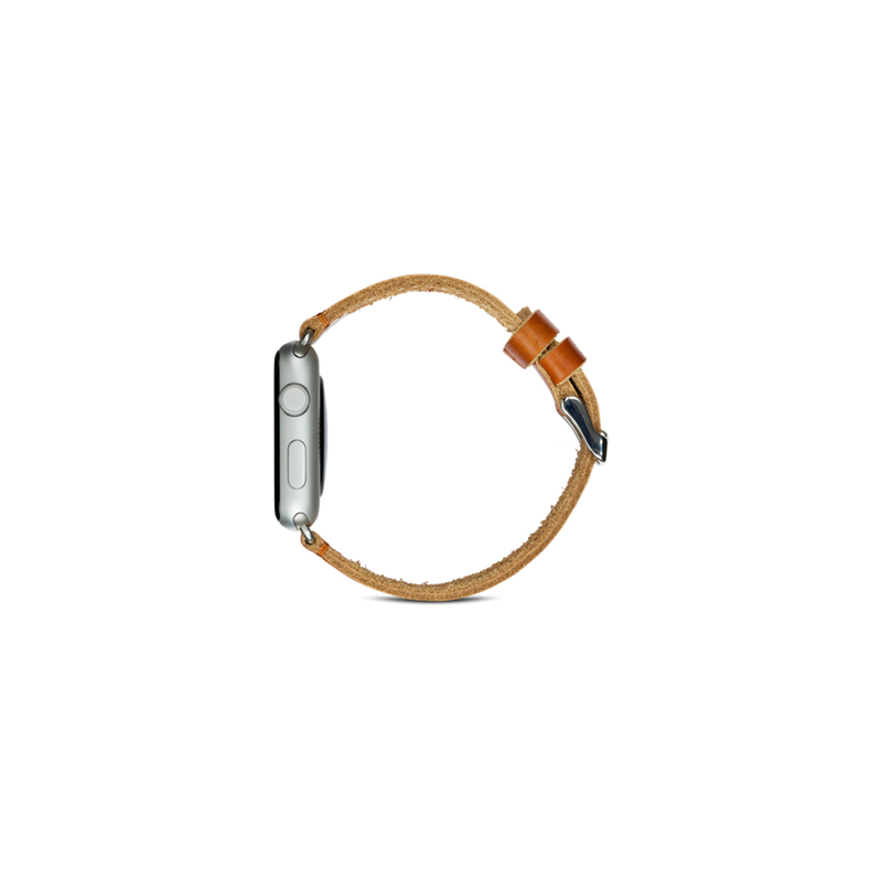 dbramante1992 Copenhagen Watch Strap Dark Saddle Brown Silver for Apple Watch 42/44mm (Compatible with Apple Watch 42/44/45mm)