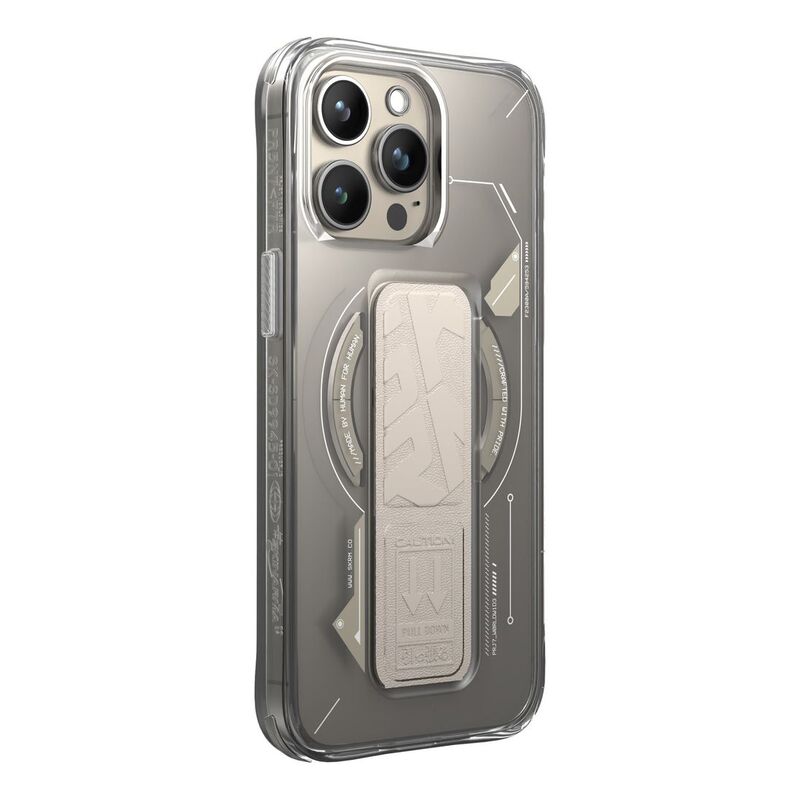 Skinarma iPhone 15 Pro Helio Mag-Charge + Grip-Stand Case - Grey