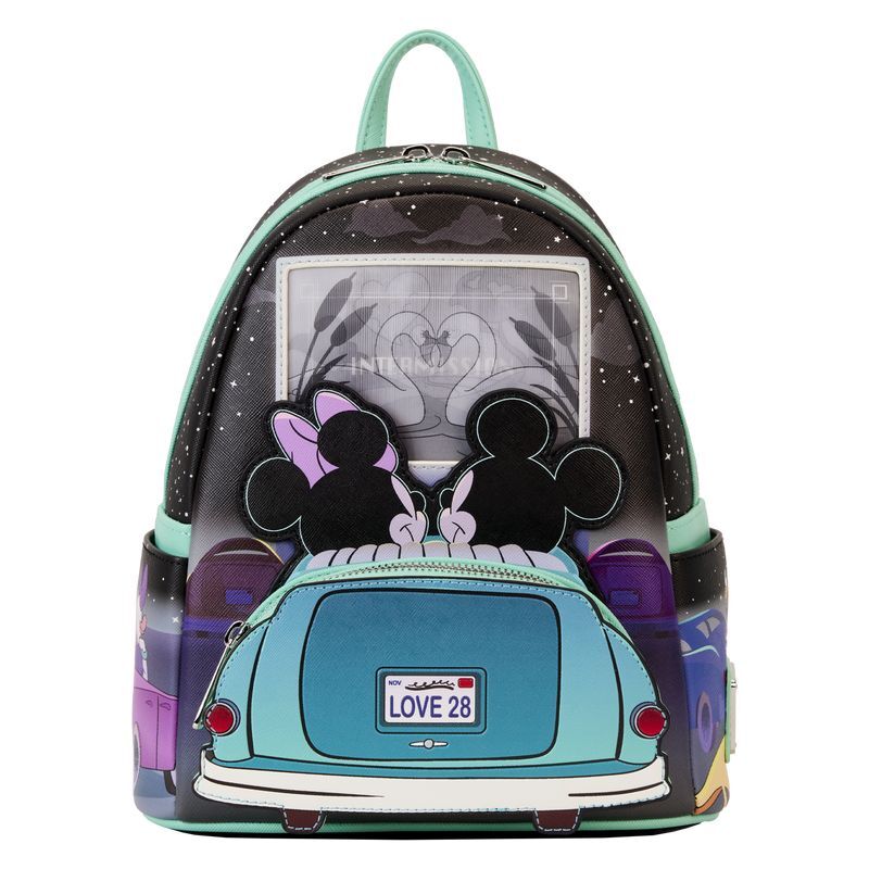 Loungefly! Leather Disney Mickey And Minnie Date Night Mini Backpack