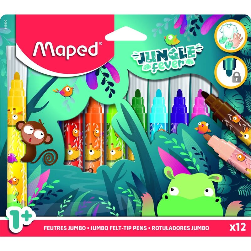 Maped Jungle Fever Jumbo Felt-Pens (Set of 12)