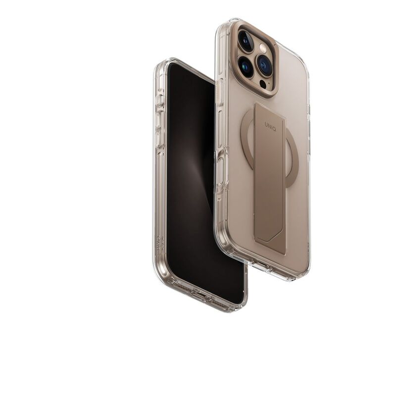 UNIQ Hybrid iPhone 16 Pro Max (2024) Case 6.9 Heldro Max Magclick With Camera Stand - Taupe Gold (Taupe Gold)