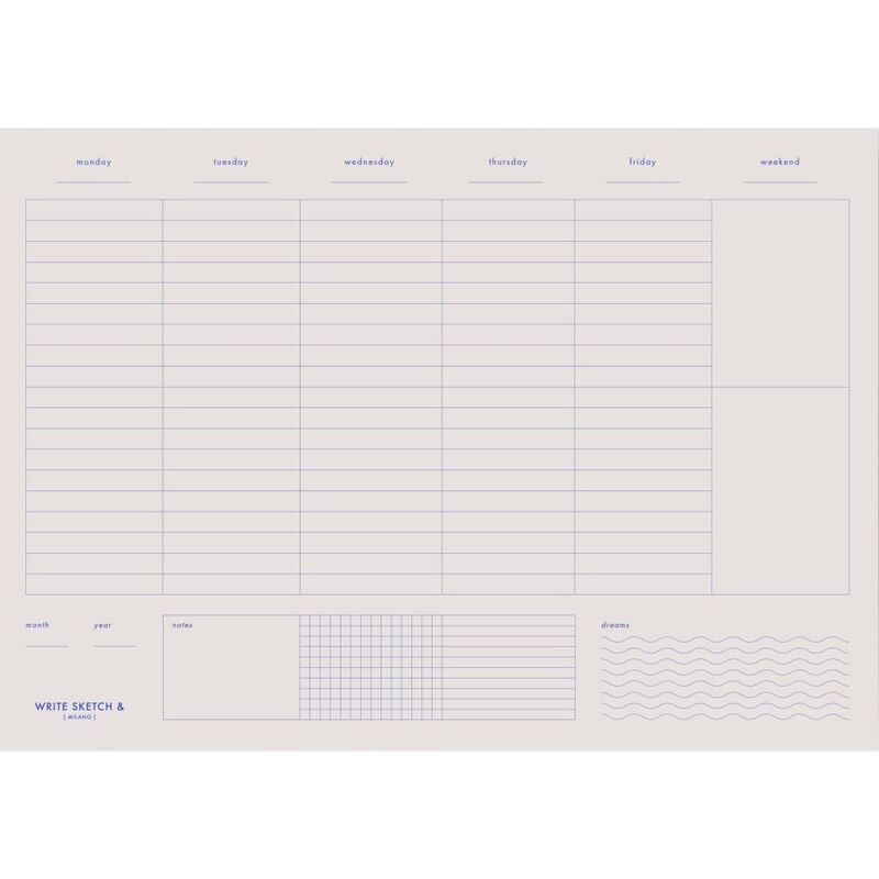 The Completist Office Weekly Planner - Desk Organizer - Grey/Blue