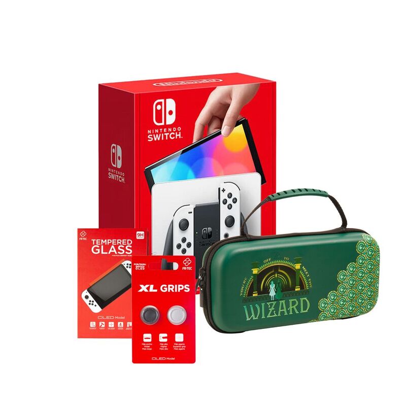 Nintendo Switch OLED White Joy-Con Console + Tubbz Wicked Switch Case (Exclusive) + FR-Tec OLED Screen Protector + FR-Tec Grips XL (Bundle) Nintendo Switch OLED White Joy-Con Console + Tubbz Wicked Switch Case (Exclusive) + FR-Tec OLED Screen Protector + FR-Tec Grips XL (Bundle)
