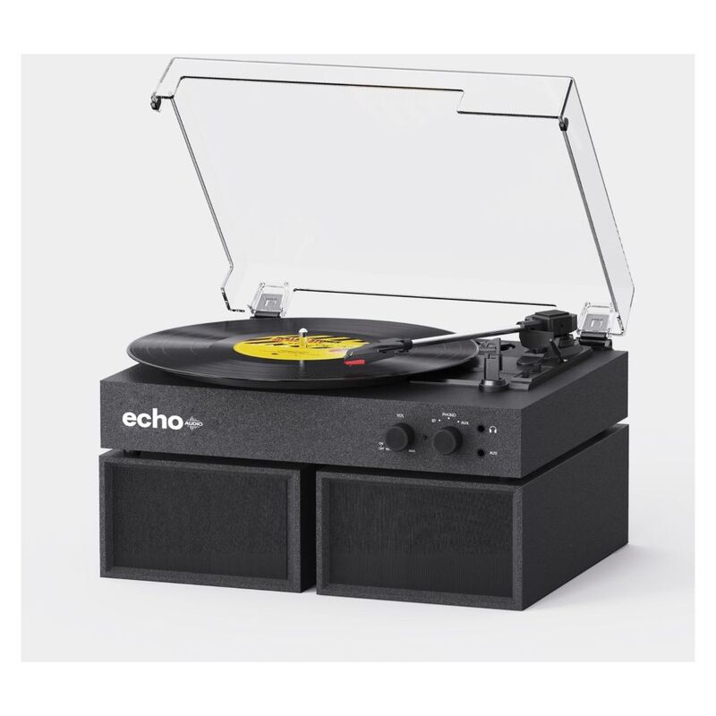 Echo Audio Frankie Bluetooth Turntable Player with 2 External Speakers - Black