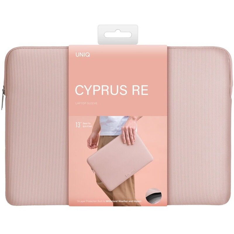 UNIQ Cyprus Ridge Edition Water-Resistant Neoprene Laptop Sleeve 13 (Up To 14) - Sugar Pink