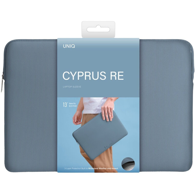 UNIQ Cyprus Ridge Edition Water-Resistant Neoprene Laptop Sleeve 13 (Up To 14) - Sky Blue