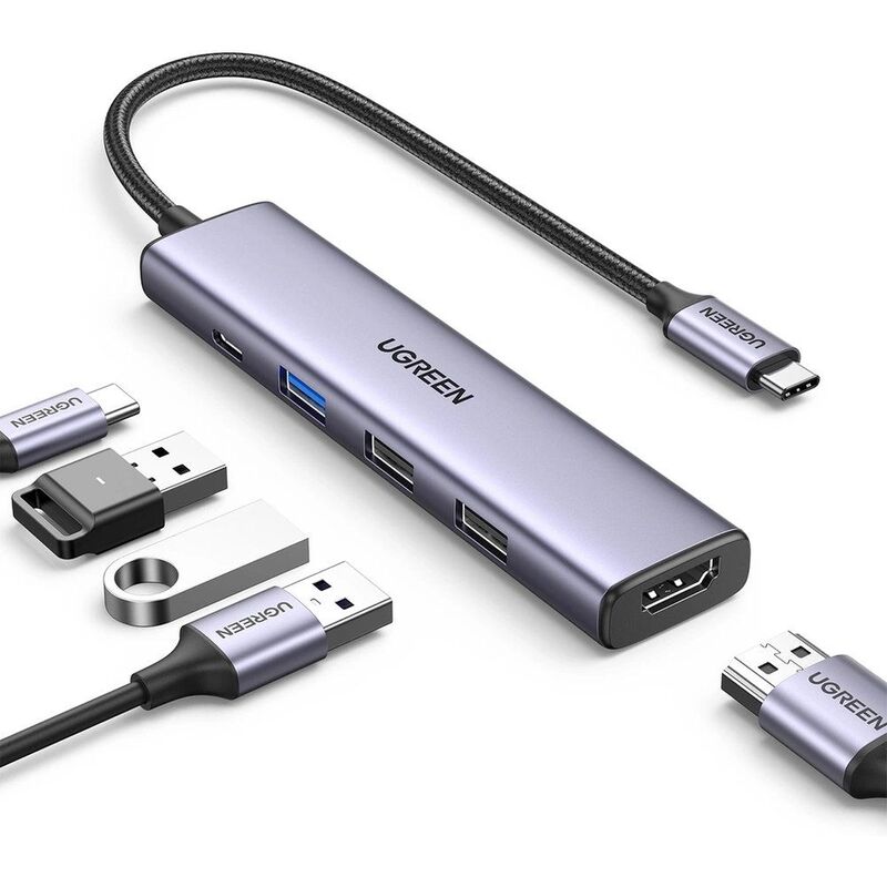 Ugreen USB-C To HDMI(4K@30Hz)+2*USB-A2.0+USB-A3.0+Pd(100W)