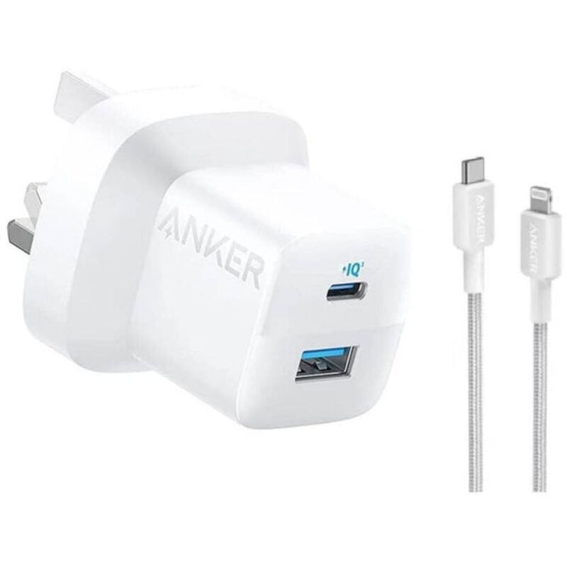 Anker 323 Charger 33W with 3ft USB-C To Lightning Cable - White