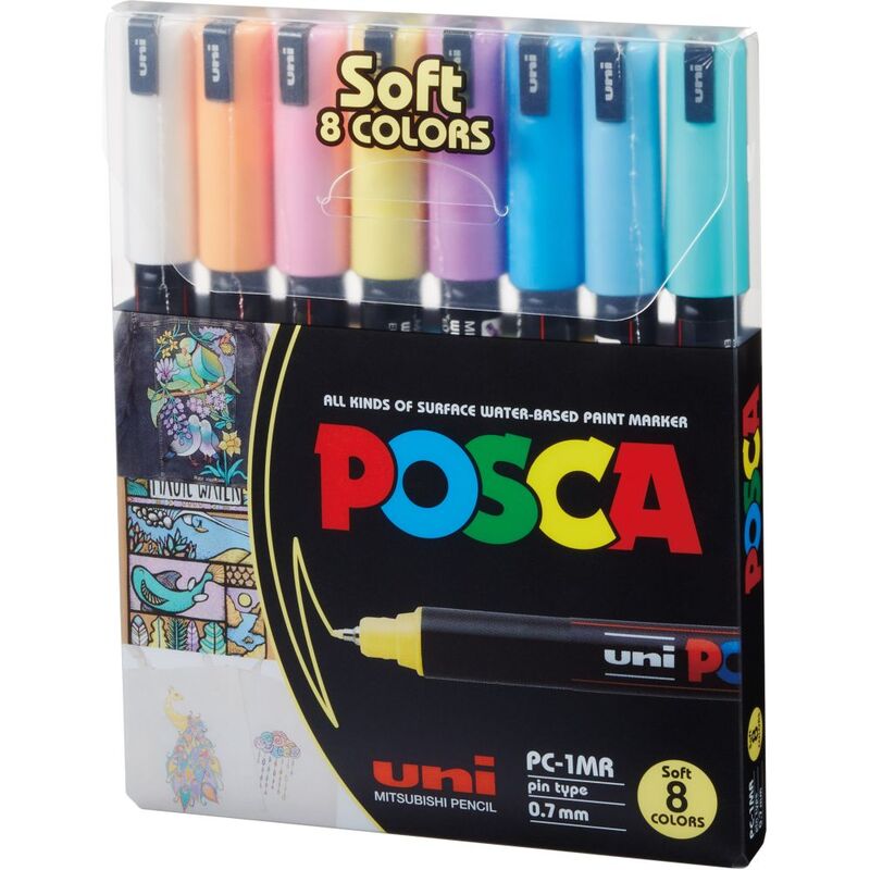 Uni Ball Uni Posca Water-Based 0.7mm Ultra-Fine Markers PC-1MR (8 Colors)