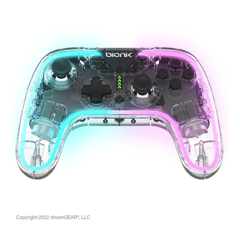 Bionik NeoGlow Wireless RGB Gaming Controller - Clear