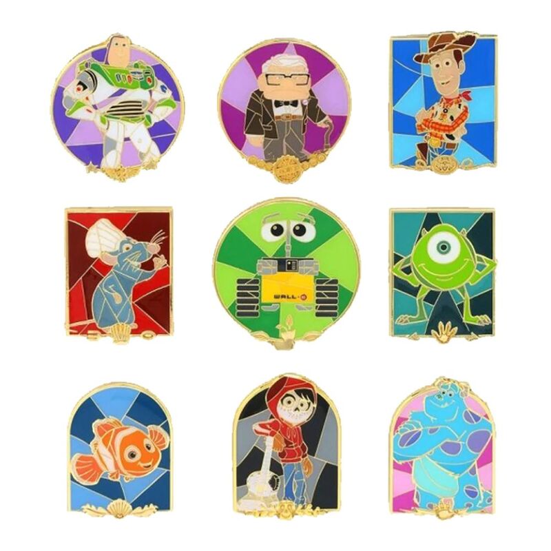 Loungefly Blind Box Pin Disney Pixar Character Stain Glass Blind Box Pins