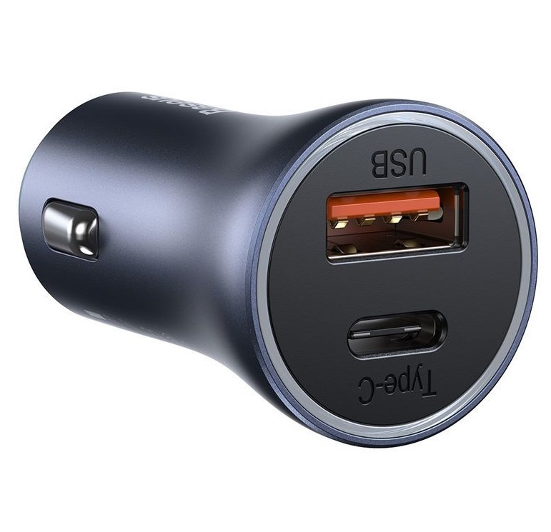 Baseus Golden Contactor Pro Dual Quick Charger Car Charger USB-A + USB-C 40W - Dark Gray