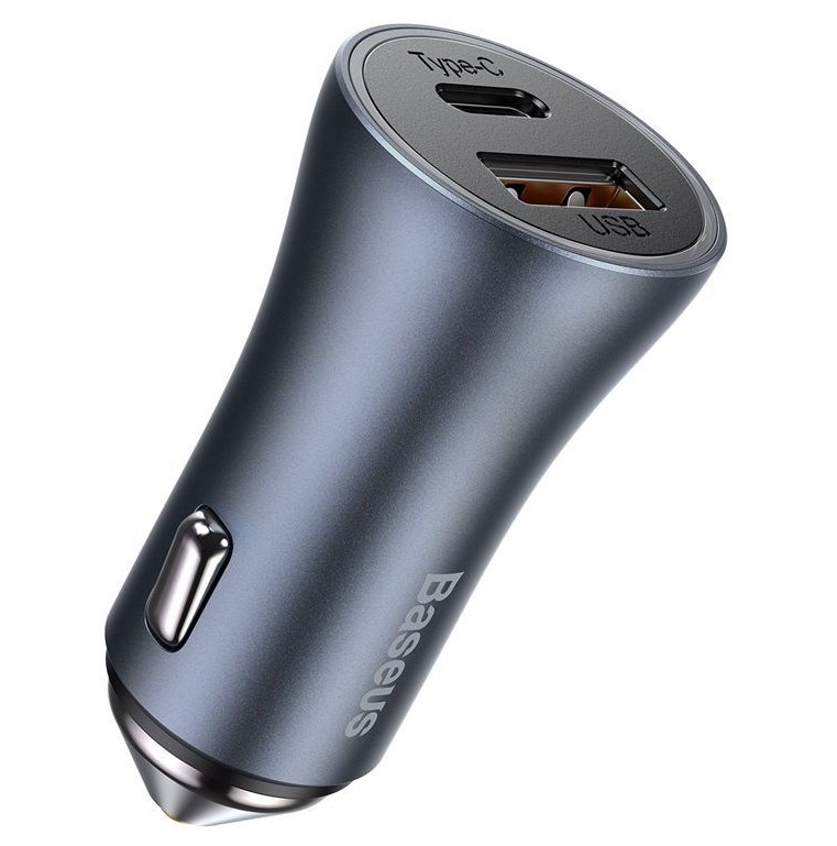 Baseus Golden Contactor Pro Dual Quick Charger Car Charger USB-A + USB-C 40W - Dark Gray