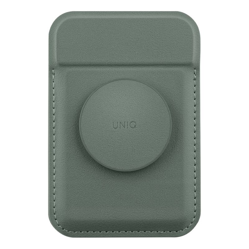 UNIQ Flixa Magnetic Card Holder And Pop-Out Grip-Stand - Lichen Green