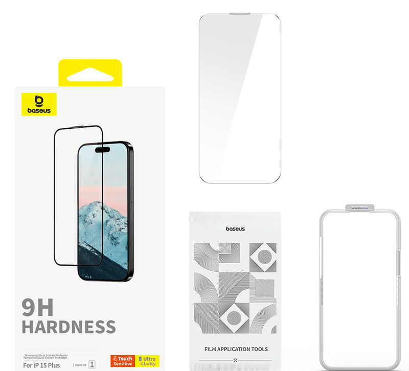 Baseus Diamond Series Full-Coverage HD Tempered Glass Screen Protector For iPhone 15 Pro Max - Clear