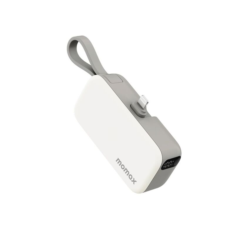 Momax 1-Power Mini 5000Mah 3-In-1 Power Bank With Lightning Plug - White