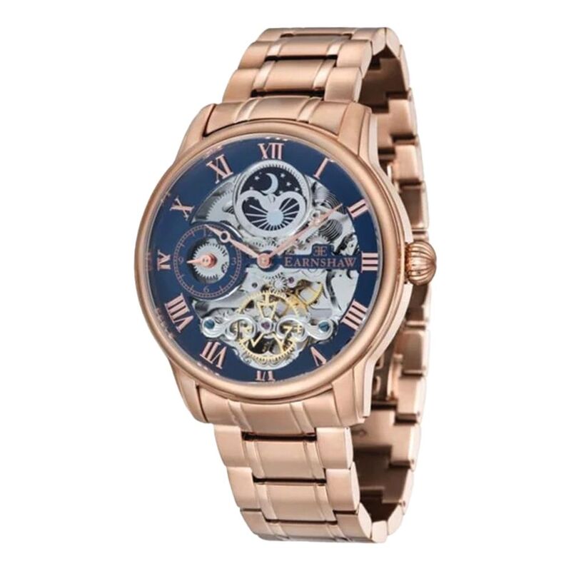 Earnshaw Men's Automatic Skeleton Watch With 12-Hour Dual Time / Sun And Moon Display / Decorated Roto - ES-8006-44 Earnshaw Men's Automatic Skeleton Watch With 12-Hour Dual Time / Sun And Moon Display / Decorated Roto - ES-8006-44